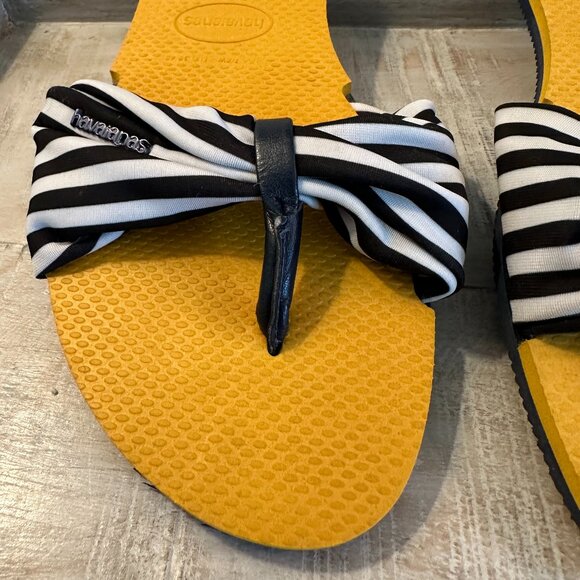 Haviannas You St. Tropez Navy White Yellow Sandal size 37-38 (US 7.5) - Picture 2 of 9